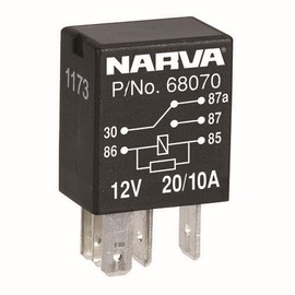 Narva 12V 20A/10A Change-Over Contacts 5 Pin Relay with Resistor Blister Pack