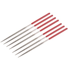 sourcing map Diamond Needle File 2 mm x 100 mm Round 150 Grit Red Set of 7