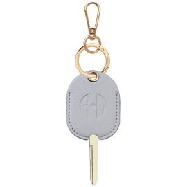 ANHBKAR Leather Keys Sleeve for Broken Car Key Loop Replacement - Cute Keychain Cover - Protector, Holder for Men & Women (Cream)