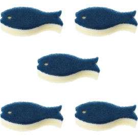 Marna Osakana Sponge R502NV, For Dishwashing, Fish Sponge, Kitchen Sponge, Kitchen Use, 3 Layer Structure, Set of 5, Navy