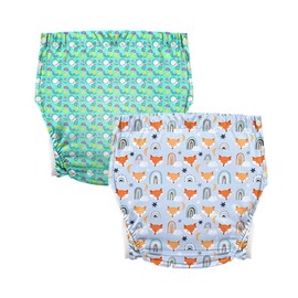 LAROTSUBA Unisex Adult Incontinence Pants,Reusable Diapers for Adults,Adult Cloth Diaper Cover,Incontinence Underwear Suitable for Bedridden,Elderly and Incontinent People（2PCS） Fox + Watermelon XXL