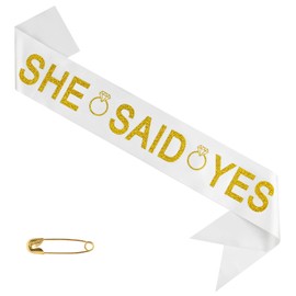 VIVIVOGO He Asked She Said Yes Sashes Kit, Just Engaged, Funny Rose Gold Bride to Be Sash Groom to Be Sash for Wedding Engagement Bachelorette Bridal Shower Party Decor Favors Funny Gifts