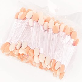 50 Pcs Eyeshadow Brush Set Bulk Disposable Makeup Eye Shadow Applicators Double Sided Sponge Ombre Nail Art Chrome Glitter Powder Tools Bundle Transparent Acrylic Dual Aesthetic Mini Stick
