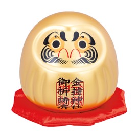 Lucky Shop Japan Original Golden Daruma Doll Traditional Japanese Home Decor feng Shui Decor Good Luck Charm Wealth Prosperity Shrine Prayer 5.2 × 5.2 × 5.2 inches Ceramic