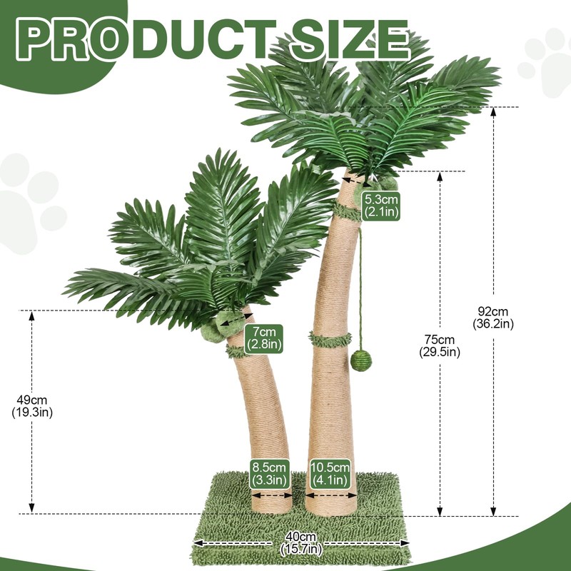 Palm Tree Cat Scratching Post, 36'' Cat Scratcher Post with
