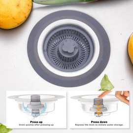 Upgraded 3 in 1 Kitchen Sink Drain Strainer, Stainless Steel Pop Up Sink Stopper Combo, Anti-Clogging Kitchen Sink Strainer Basket Filter for US Standard 3-1/2 Inch Drain ﻿