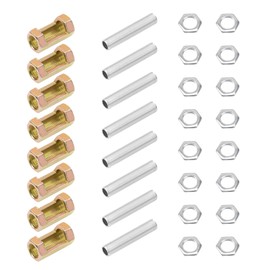 Rrina 8 Sets M10 Lamp Pipe Repair Parts Kits, M10x30 Hexagon Open Nut, M10x50 All Thread Lamp Pipe Nipples, M10 Hex Lock Nut