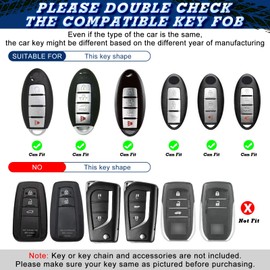 Xotic Tech Set(2Pcs) Black + Red TPU Key Fob Shell Full Cover Case, Compatible with Nissan Titan Pathfinder Altima GT-R Rouge Murano Juke Infiniti Q50 Q60 Q70 QX50 G37 Smart Keyless Entry Key