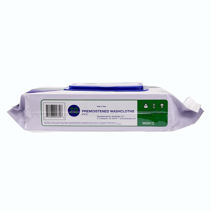 AmerCare 8 Inch x 12 Inch Premoistened Washcloths, Case of