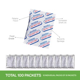 200cc (10 Individual Pack of 10 Packets, Total 100 Packets) Oxygen Absorbers for Food Storage, Food Grade Oxygen Absorbers Packets for Food (200CC(100-Pack))