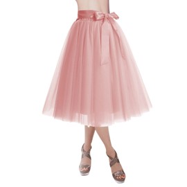 Blush Tulle Skirts for Women Long Knee Length Adult Tutu Layered Short Prom Party Midi Skirt for Girls Blush XL
