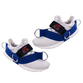 UAF - Pair of Fitness Attachment Shoe Ankle Straps Glute Kickback Leg Exercise Abductors Resistance for Cable Machines Shoe Cover Pull Belt with 4 Connection Points (Blue)