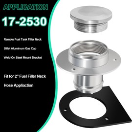 YMT 7-2530 Remote Fuel Tank Filler Neck & Billet Aluminum Gas Cap & Weld-On Steel Mount Bracket For 2" Hose Connection Straight