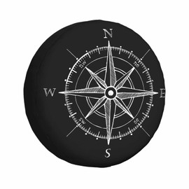 MIYASANG Rose Compass Spare Tire Cover Direction Marine Navigation Exploration North South East Western Weatherproof Universal Wheel Protectors Camper Tire Covers for Trailer Rv Travel(17 inch)