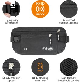 Cinturón de dinero oculto para hombres y mujeres, paquete de cintura con bloqueo RFID para pasaporte, portafolios y teléfono, seguro para viajes