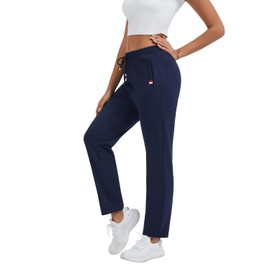 FGFD&OU Pantaloni da Jogging Donna Cotone Traspirante Pantaloni Sportivi Larghi Casual Pantalone Tuta Allenamento per Yoga Fitness Sport Jogger con Tasche con Cerniera (Blu Scuro, L)