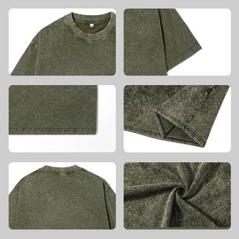 Eadali 3 Pack Men's Oversized Cotton T-Shirts Loose Fit Vintage Washed Unisex Short Sleeve Casual Streetwear Tops(Brown/Dark Green/Beige,XXL)