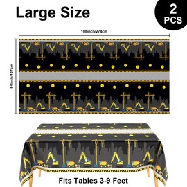 2 PCS Construction Table Cloth Plastic Disposable Construction Birthday Party Supplies Tablecloth Rectangle Dump Truck Table Covers for Kids Boys Construction Birthday Party Decorations, 54 x 108 Inch