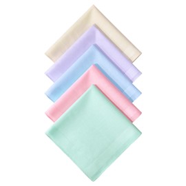 DoreenBeads Cotton Handkerchiefs (5/10-Pack) - Women's Pastel Hankies with Woven Striped Edges - 15.75" Bridal, Wedding Gift