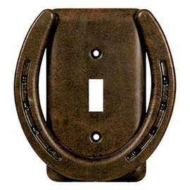 Rivers Edge Products Standard Light Switch Cover Plate, Single Toggle Switch, Poly-Resin Wall Plate Cover, Hand-Painted Decorative Wall Switch Plate, Screws Included, Horse Shoe
