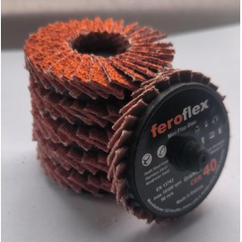Set of 30 Feroflex mini serrated washers, professional quality, 2 inch, 50 mm, grit 40/60/80, premium ceramic for metal, stainless steel, rust, lamellar discs, grinding disc (mix 40/60/80, 30) + disc