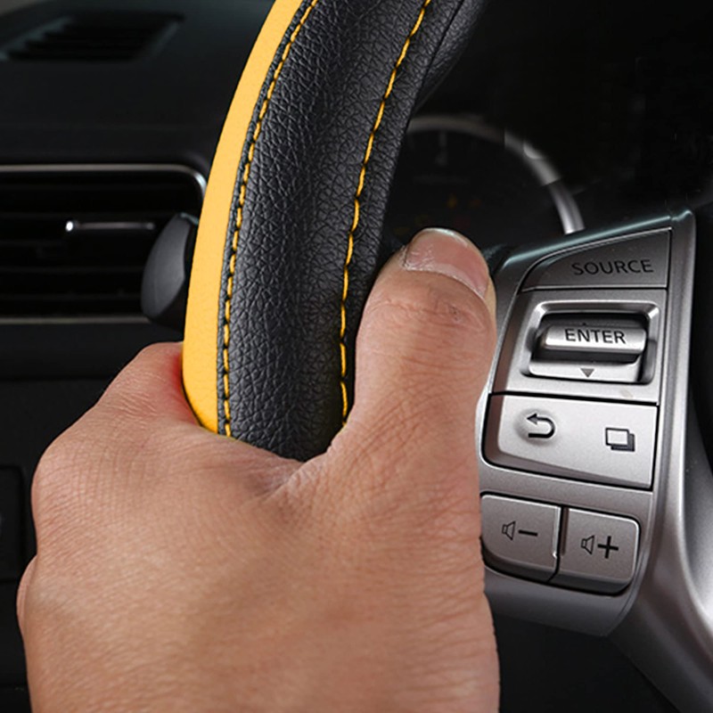 Leather Car Steering Wheel Cover, Non-Slip Car Wheel Cover Protector