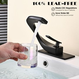 Chrome Bathroom Sink Faucet, Single Handle Vanity Faucet for Bathroom Sink,Homili 1 or 3 Holes Lavatory Basin Faucets Solid Brass (Chrome) (Bubbler Spout, Black)