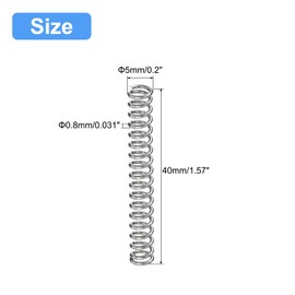 QUARKZMAN Pack of 5 Compression Spring 304 Stainless Steel Compression Springs Spring Spring Coil Spring Steel Spring 5 mm AD 0.8 mm Wire Size 40 mm Free Length Silver Tone