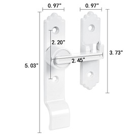 INIRET 2 Packs 180 Degree White Barn Door Lock, Flip Gate Latch with Handle, Heavy Sliding Door Latches, Door Security Sliding Latch Lock for Cabinets, Bathroom, Garden, Window, Garage