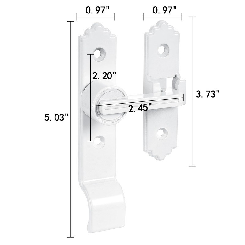 2 Packs 180 Degree White Barn Door Lock, Flip Gate