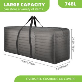 2 Pack Heavy Duty 600D Oxford Fabric Waterproof Garden Furniture Cushion Storage Bag Anti-UV Christmas Tree Storage Bag Garden Cushion Cover with Zipper and Handles (748L)
