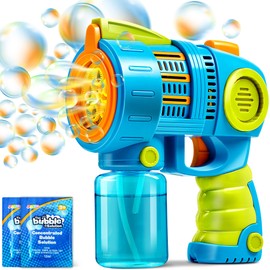 Sloosh 2 Packs Bubble Gun Machine with Bubble Refill Solution, 5000+ Bubbles Per Min, Shatterproof, Leakage Proof, Automatic Bubble Maker Blower for Kids, Outdoors, Party, Easter, Summer