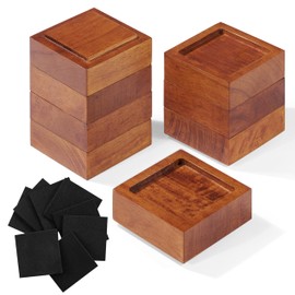 FASONLA Bed Risers (Set of 8) Furniture Risers Lifts Height 1", 2" or 3", Solid Natural Wood Risers for Bed, Furniture, Table, Sofa, Chair with Non-Slip Recessed Hole (Light Brown Color, 1 Inch)