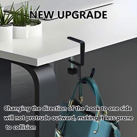 KISOY 1 Pcs Purse Hook for Table Handbag Hangers Purse Hanger for Desk Bag Hooks for Tables can Hook Bag Purse Heavy Duty Foldable Purse Holder for Table Floding (Right-J Type Hook)