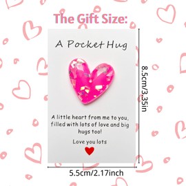 YOJO Pocket Hug Heart with Greeting Cards, Long Distance Relationship Gifts, Gifts for Boyfriend Girlfriend, I Love You Gift for Him Her (Deep Pink)