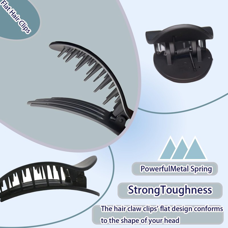 4 PCS Flat Hair Claw Clips, Car Safe Hair Clips