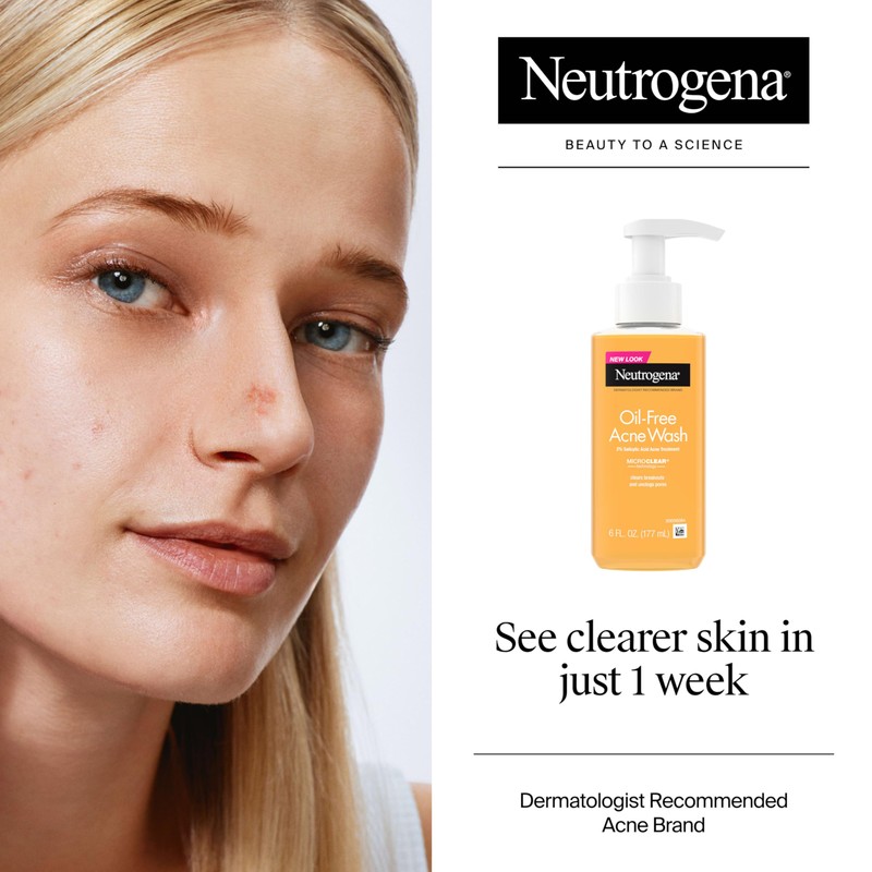Neutrogena Oil-Free Acne Face Wash, Breakout Prone Skin Facial Cleanser