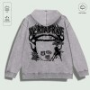 100% Cotton Washed "Vertabrae Edgy Graphic Collage" Hoodie, Multi -