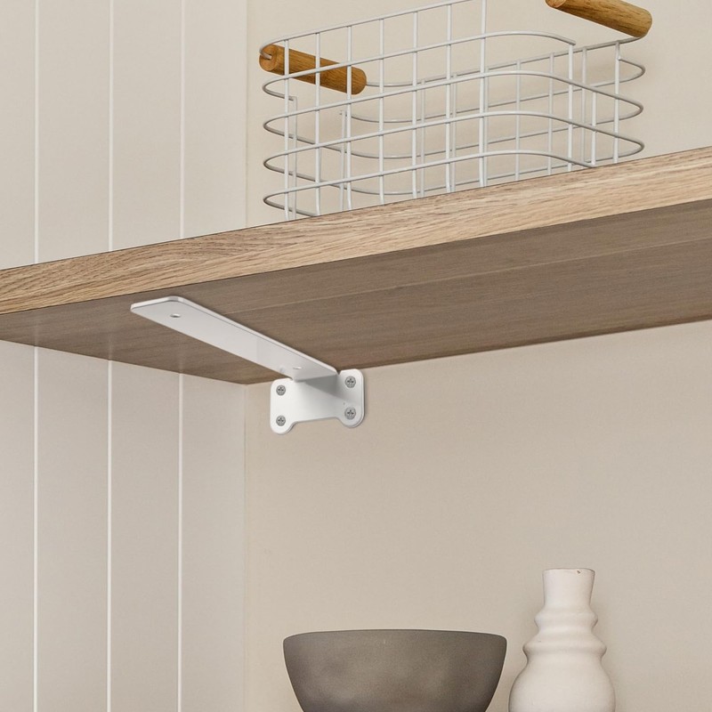 Pack of 4 Shelf Brackets, White, 125 mm Shelf Wall
