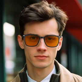 ANYLUV Mens Blue-Light-Glasses Blue-Light-Blocking Glasses: Lightweight Carbon Fibre Blue Light Glasses Men for Gaming Gift