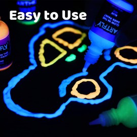 ARTFLY Glow in The Dark Paint Set of 12 Bright Colors 30ml/1oz, Acrylic Glow Paint Perfect for Art Painting, DIY Projects, Halloween and Christmas Decorations, Rich Pigments