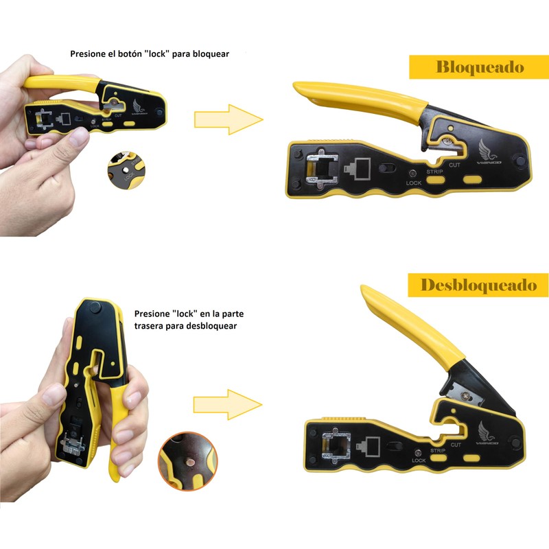 Pinza Crimpadora 3 en 1 Cortadora Peladora Cable Ponchadora RJ45
