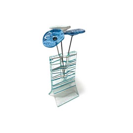 Carneol Glass Art Vase Mini Vase with Flowers Blue - 5 inch