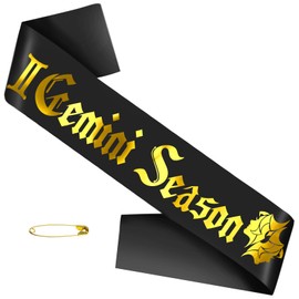 JXYCBZYing Gemini Season Sash with Gold Foil, Black Zodiac Gemini Birthday Sash, May June Bday Sashes, Horoscope, Astrology Birthday Party Decorations, Ideas, Gifts, Jokes and Favors