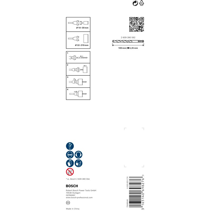 Bosch 2609390589 14 - 210 mm Hexagon Socket Adapter