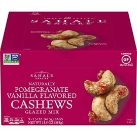 Sahale Snacks Pomegranate Vanilla Cashews Glazed Mix 1.5 Ounce Pack of 18