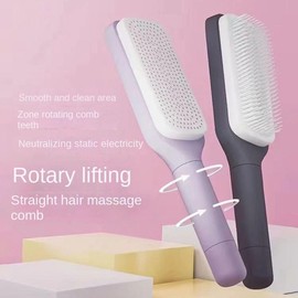 ZNUJ New Self-Cleaning Anti-Static Massage Comb – 4-in-1 Detangling Hairbrush for Adults & Kids – Self-Cleaning Hairdressing Brush for Smooth & Tangle-Free Hair