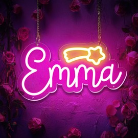 Emma Name Neon Sign, Birthday Gifts for Kids Teens Girls Boys, Emma Neon Signs for Wall Decor, USB LED Dimmer Neon Lights for Bedroom Dorm Room