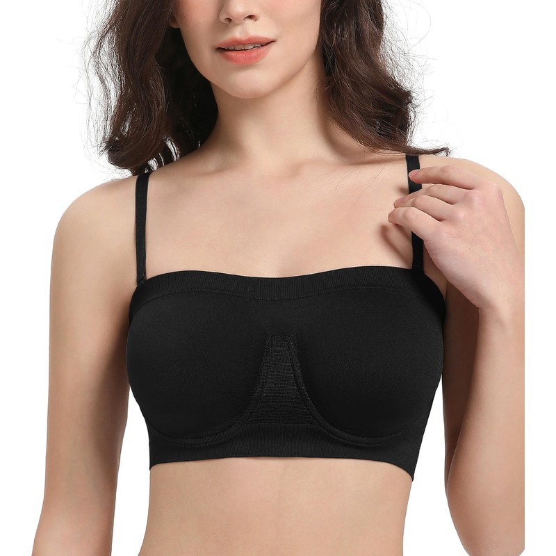Lemorosy Women's Non Padded Underwire Strapless Bra Multiway Bandeau Tube