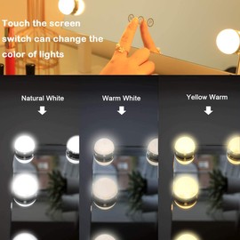 HOMPEN Vanity Mirror Makeup Mirror with Lights,Large Hollywood Lighted Vanity Mirror with 15 Dimmable LED Bulbs,3 Color Modes, Touch Control for Dressing Room & Bedroom, Tabletop or Wall-Mounted